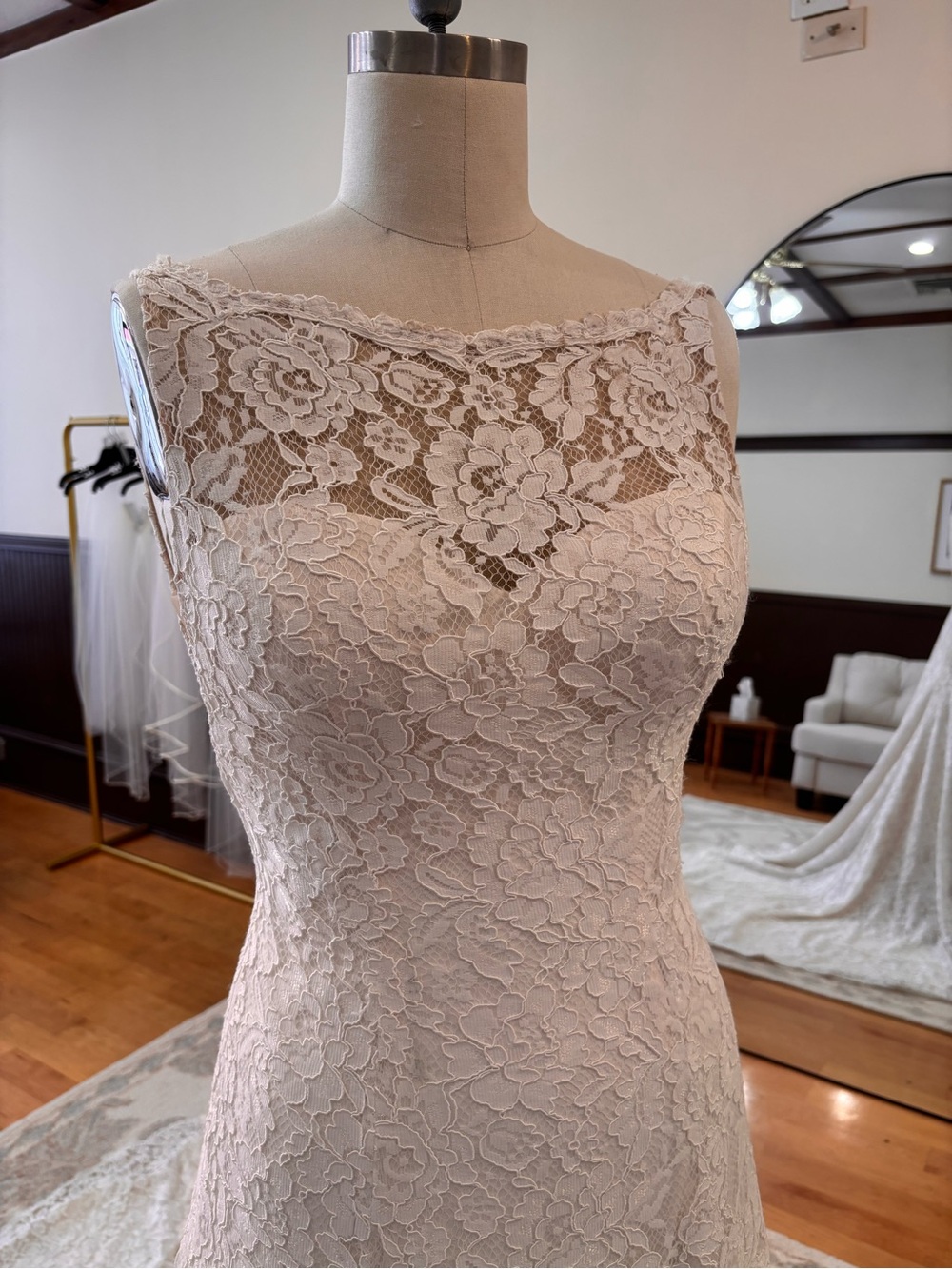Paloma Blanca Lace A-Line Wedding Dress in Ivory